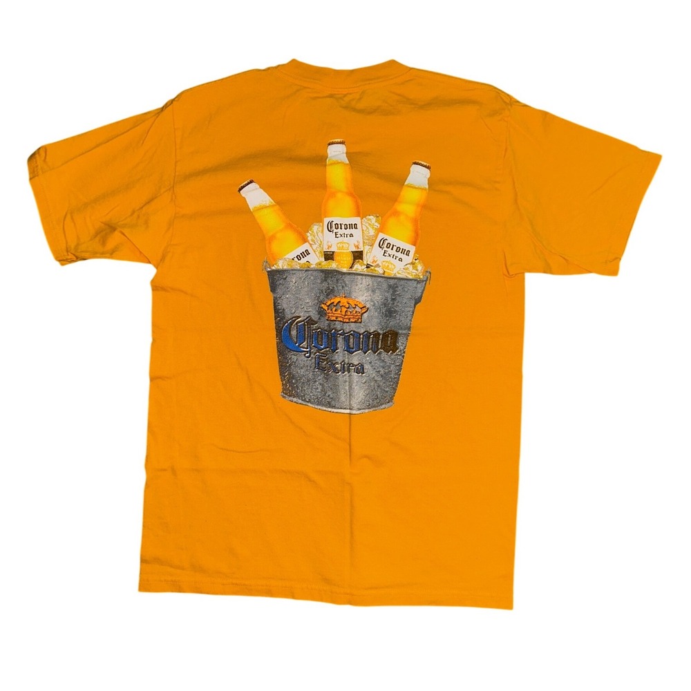 Corona Extra Beer Graphic T-Shirt Mens Medium Yellow Ixtapa Zihuatanejo Mexico